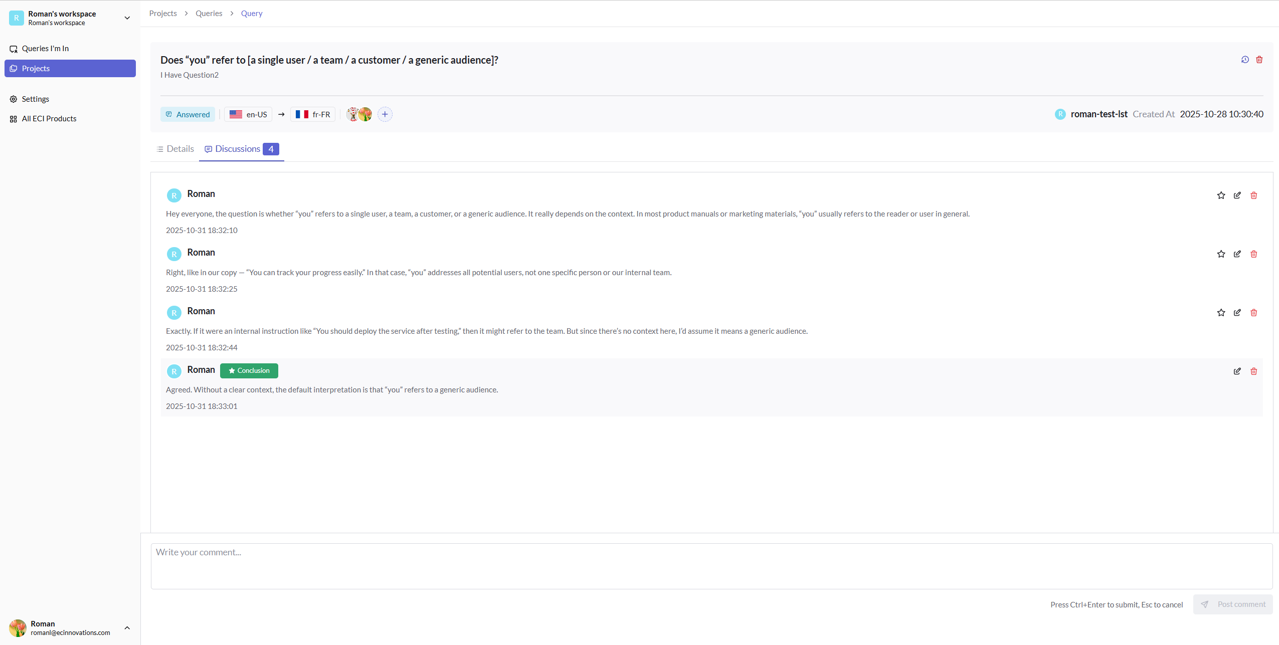 Set conclusion dialog